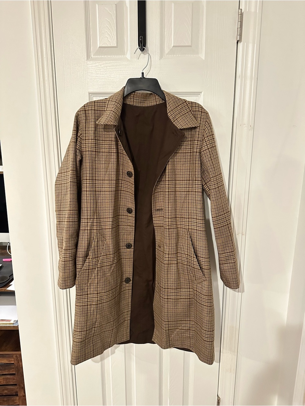 Ralph Lauren Women's Brown Plaid reversible Long Coat - Classic Tailored Jacket
